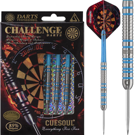*Cuesoul - Steel Tip Tungsten Darts - Challenge - Multi Ring - Double Ring - Blue 22g