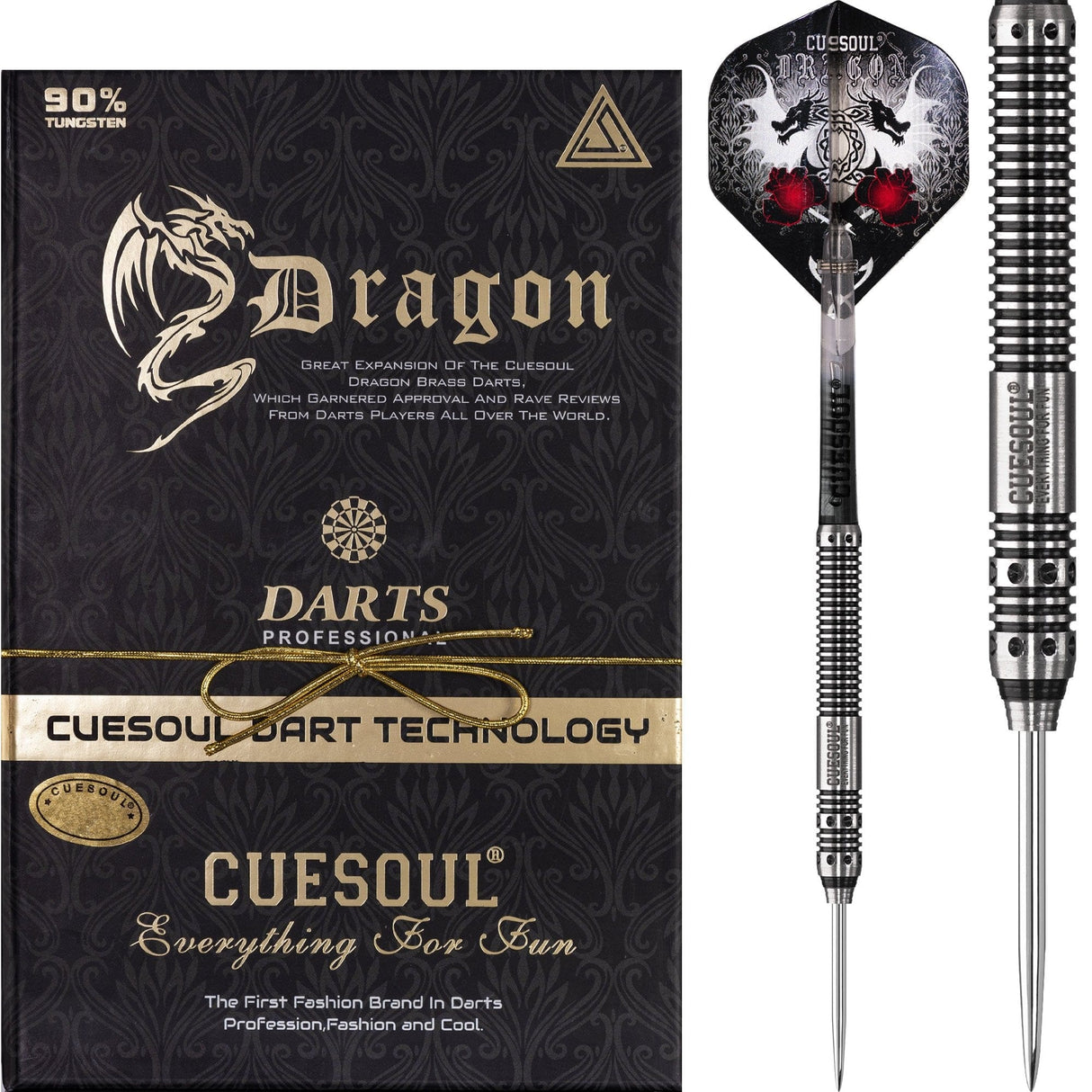*Cuesoul - Steel Tip Tungsten Darts - Dragon - Black 22g