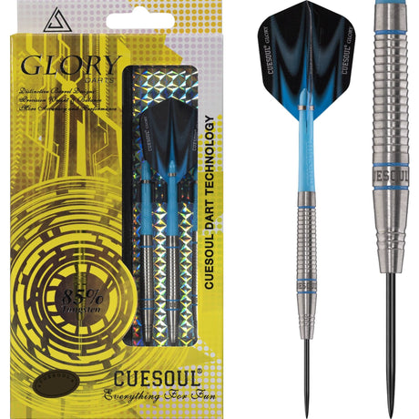 *Cuesoul - Steel Tip Tungsten Darts - Glory - Blue Grooves - Shark 24g