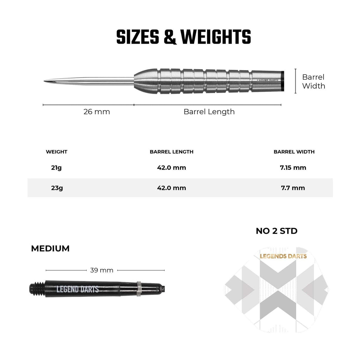 Legend Darts - Steel Tip - 90% Tungsten - Pro Series - V8 - Tapered