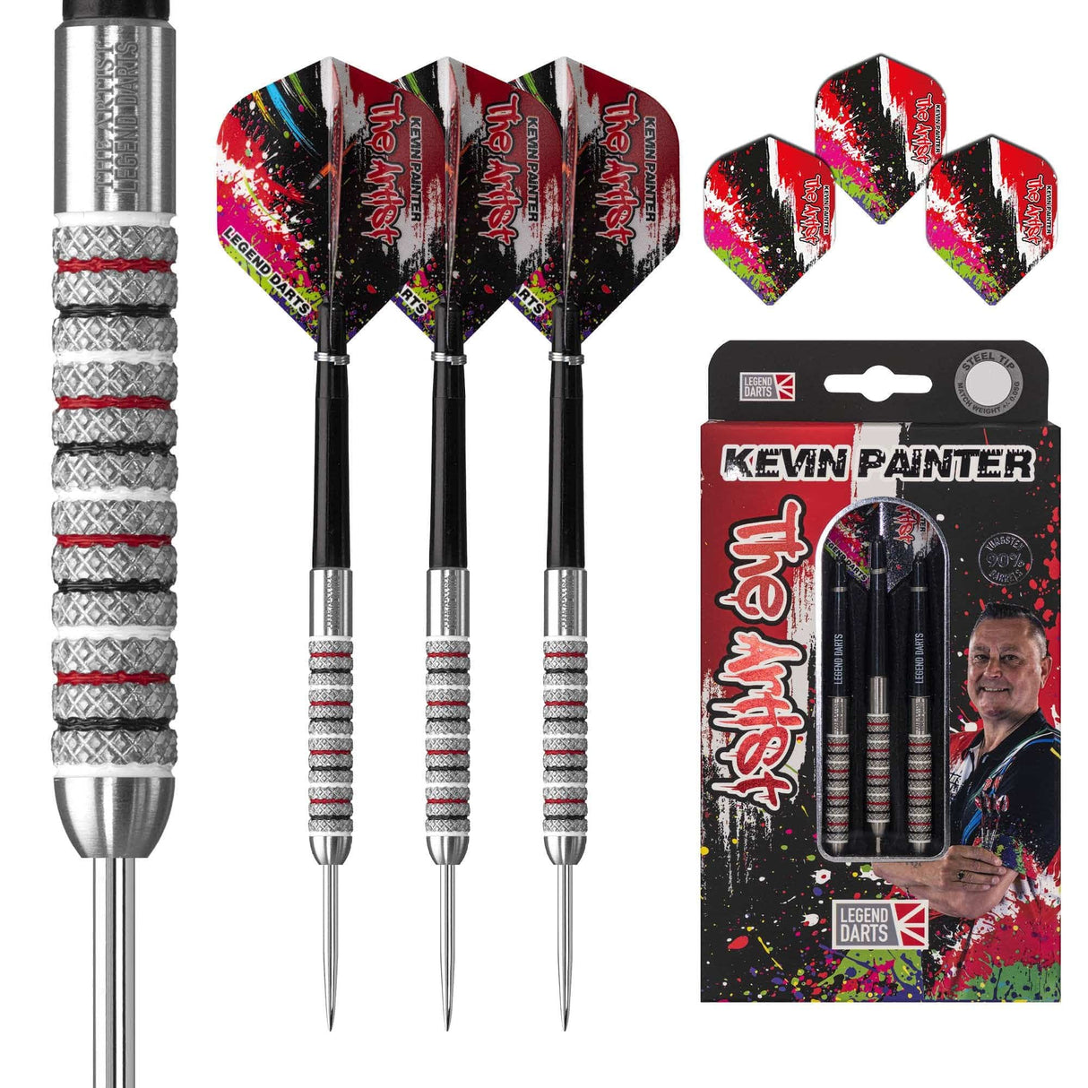 Legend Darts - Steel Tip - 90% Tungsten - Knurled - The Artist - Kevin Painter