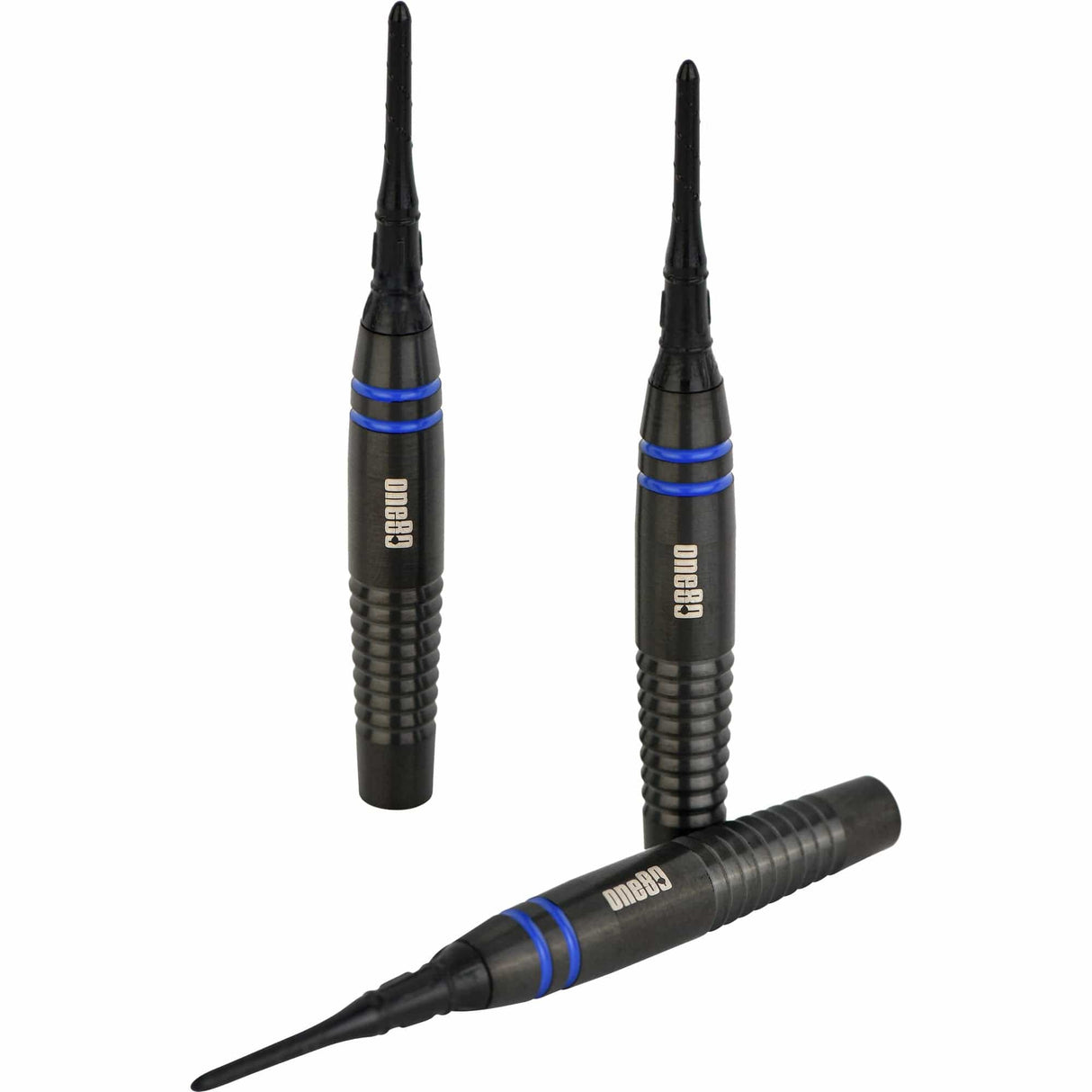 One80 Raise B Darts - Soft Tip - Black - Blue Rings 17g