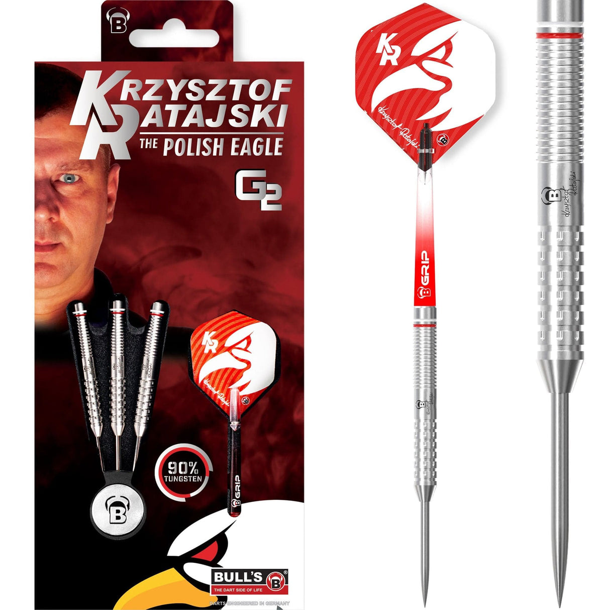 BULL'S Krzysztof Ratajski Darts - Steel Tip - The Polish Eagle - Original Generation 2 24g