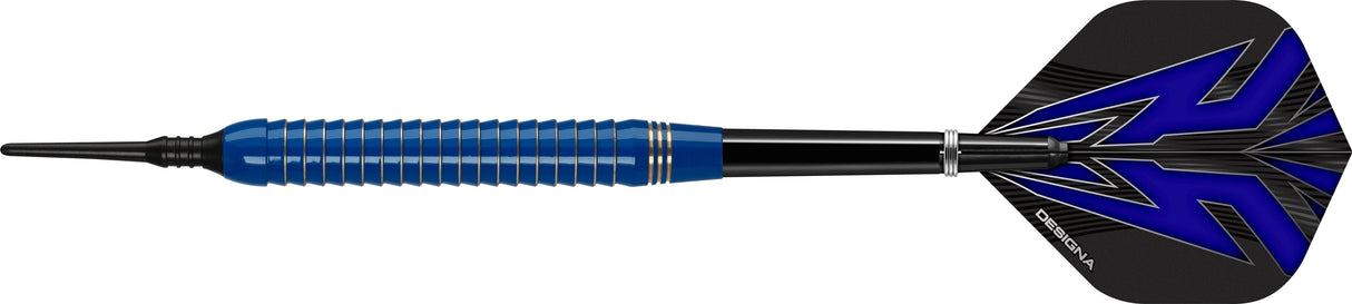 *Designa Mako Darts - Soft Tip Electro Brass - Shark Grip - Blue