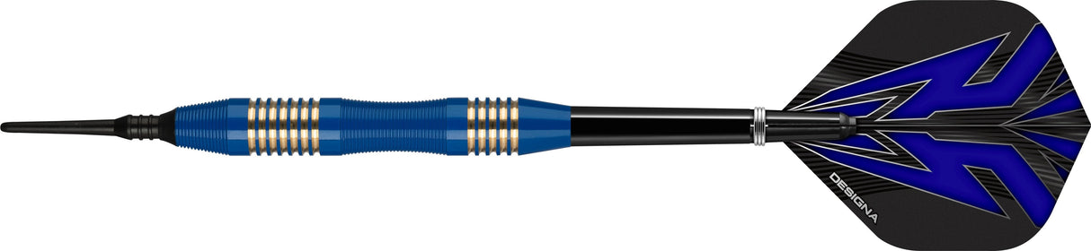 *Designa Mako Darts - Soft Tip Electro Brass - Micro Grip - Blue 21g