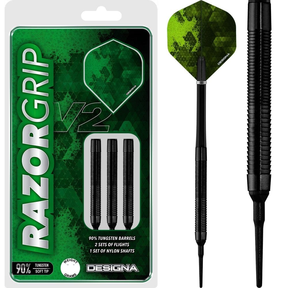 *Designa Razor Grip V2 Soft Tip Darts - M4 - Black 20g