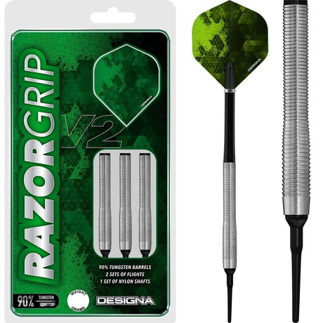 *Designa Razor Grip V2 Soft Tip Darts - M1 - Natural 20g