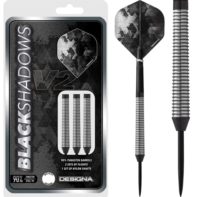 *Designa Black Shadow V2 Darts - Steel Tip - M4 22g