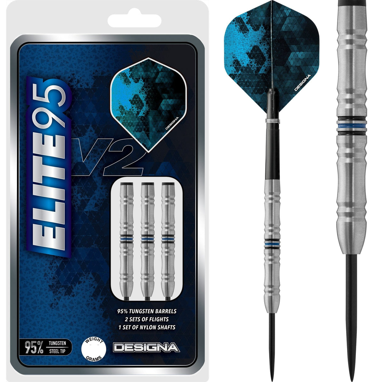 Designa Elite 95 V2 Darts - Steel Tip - M1 22g