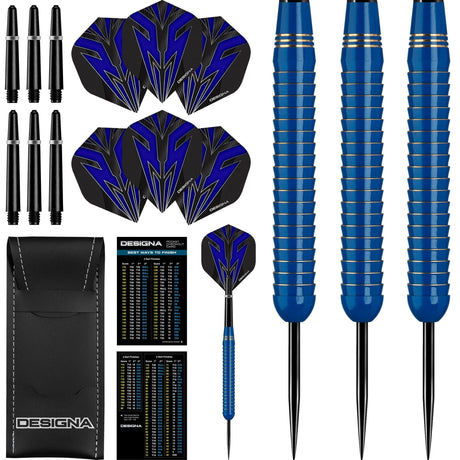 *Designa Mako Darts - Steel Tip Electro Brass - Shark Grip - Blue 22g