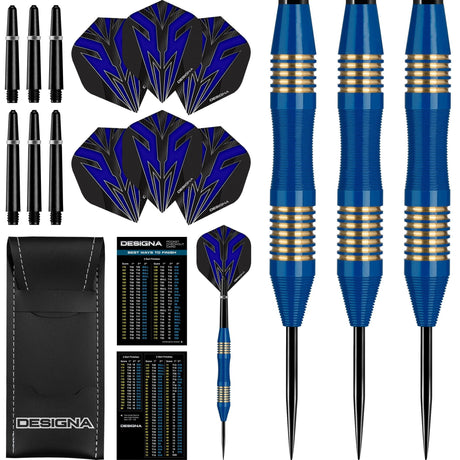 *Designa Mako Darts - Steel Tip Electro Brass - Micro Grip - Blue 23g