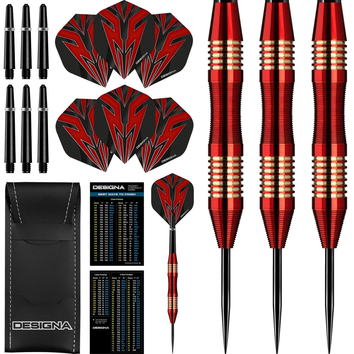 *Designa Mako Darts - Steel Tip Electro Brass - Micro Grip - Red 23g