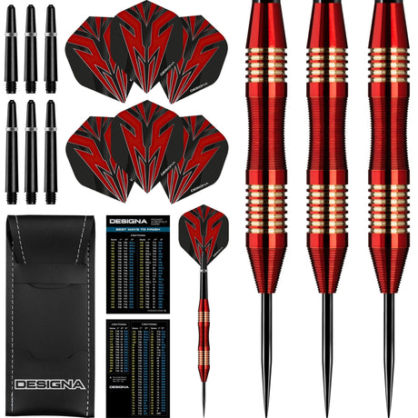 *Designa Mako Darts - Steel Tip Electro Brass - Micro Grip - Red 23g