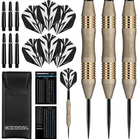 *Designa Mako Darts - Steel Tip Electro Brass - Micro Grip - Silver 23g