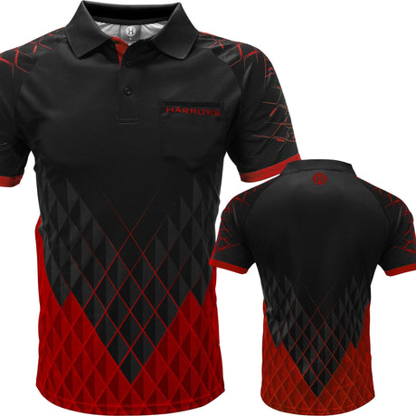 Harrows Paragon Dart Shirt - with Pocket - Black & Red