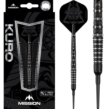 *Mission Kuro Darts - Soft Tip - Black - M3 - Rear Iso-Grip 20g