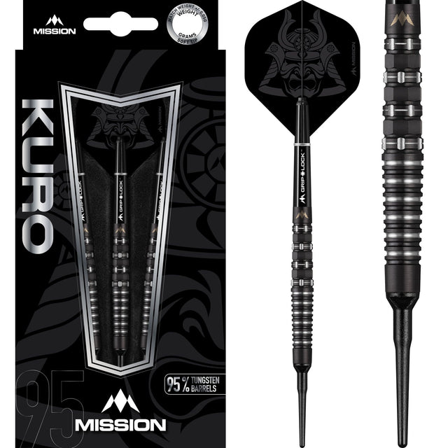*Mission Kuro Darts - Soft Tip - Black - M3 - Rear Iso-Grip 20g