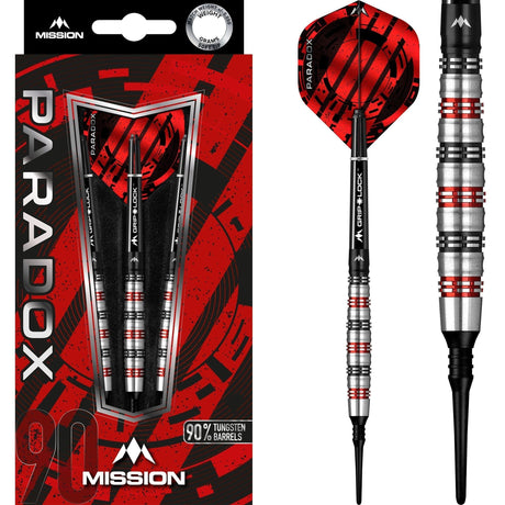 *Mission Paradox Darts - Soft Tip - Curved - M2 - Electro Black & Red 19g