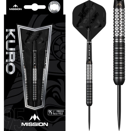 *Mission Kuro Darts - Steel Tip - Black - M1 - Rear Sabre Grip 22g