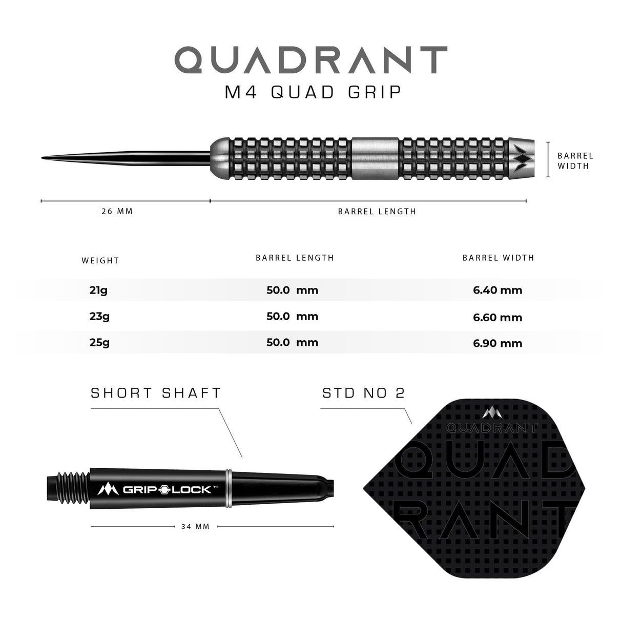 *Mission Quadrant Darts - Steel Tip - M4 - Quad Grip
