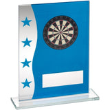 Glass Award - 4 Star - Blue with Dartboard Trophy
