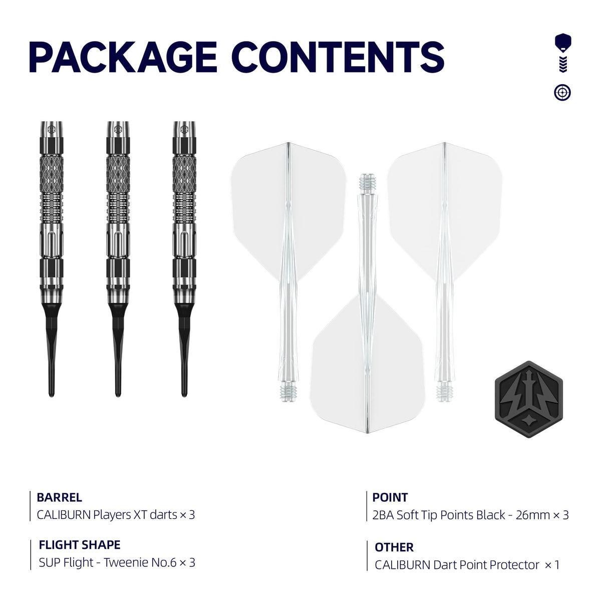 Caliburn Players Darts - Soft Tip - 90% Tungsten - XT 20g