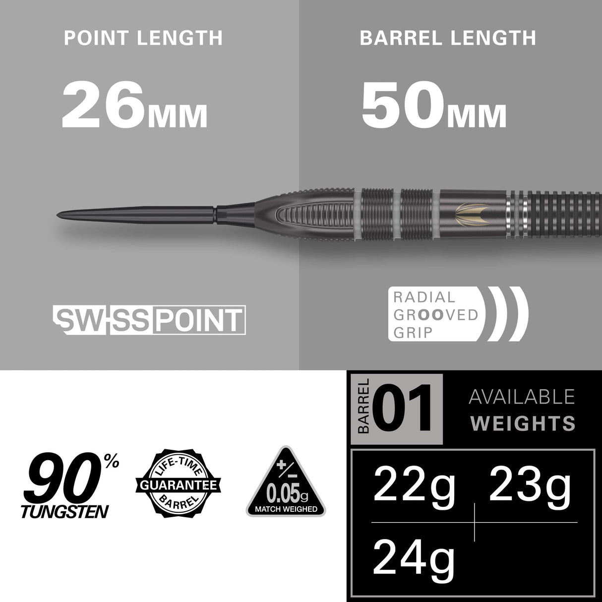 Target Nathan Aspinall Darts - Steel Tip - 90% Tungsten - Echo