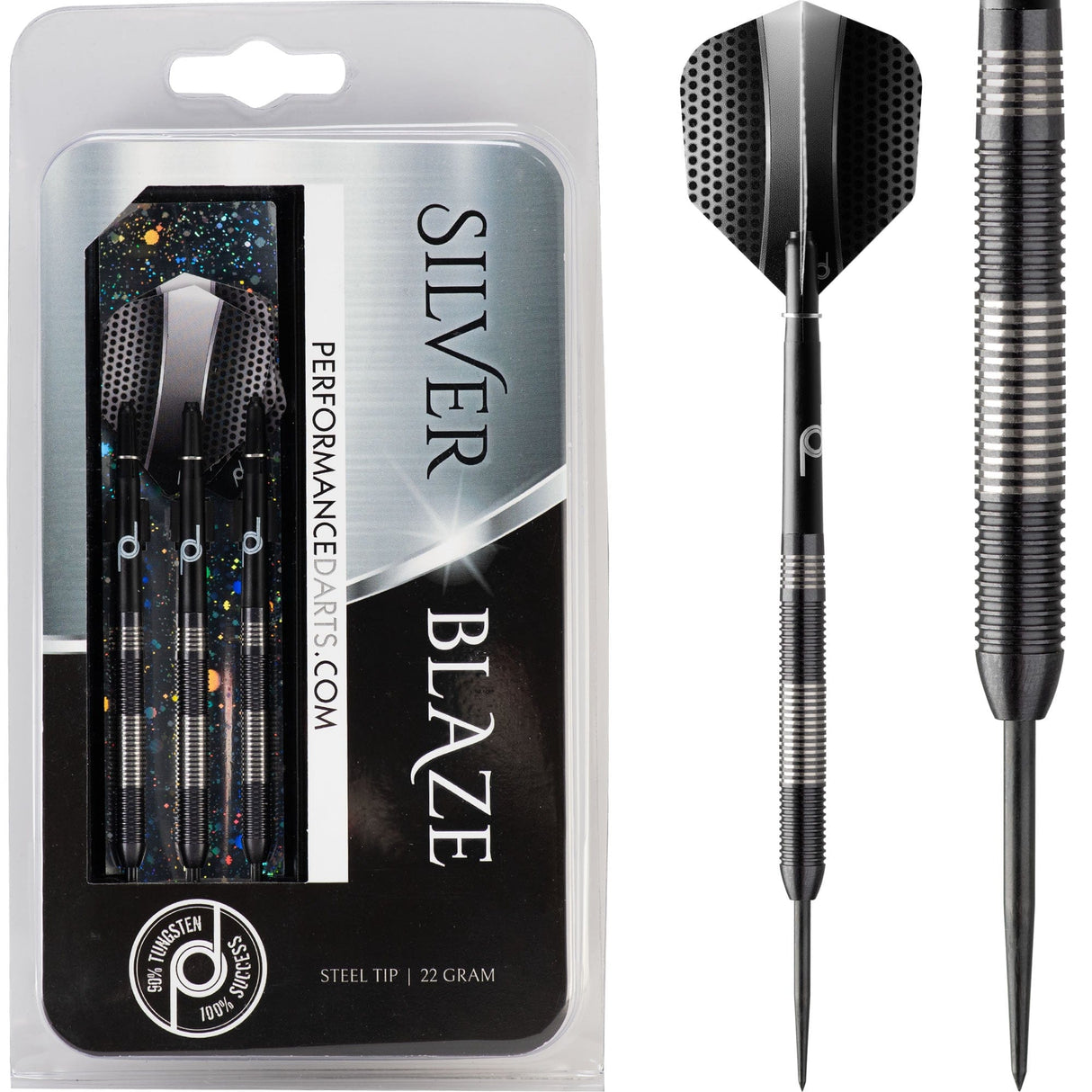 Performance Darts - Silver Blaze - Steel Tip - Black & Silver 22g