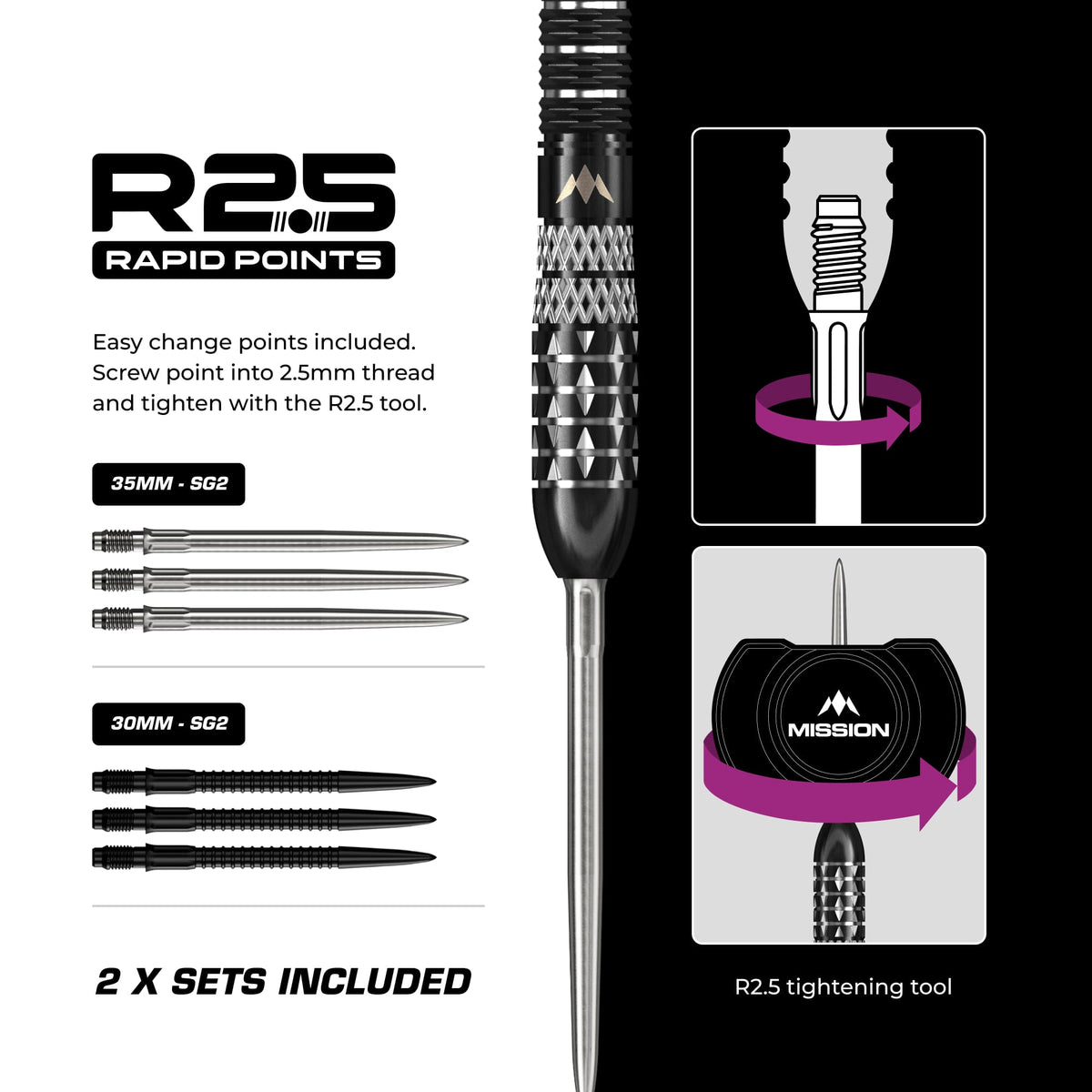 Mission Quantum R2.5 Darts - Steel Tip - 95% Tungsten