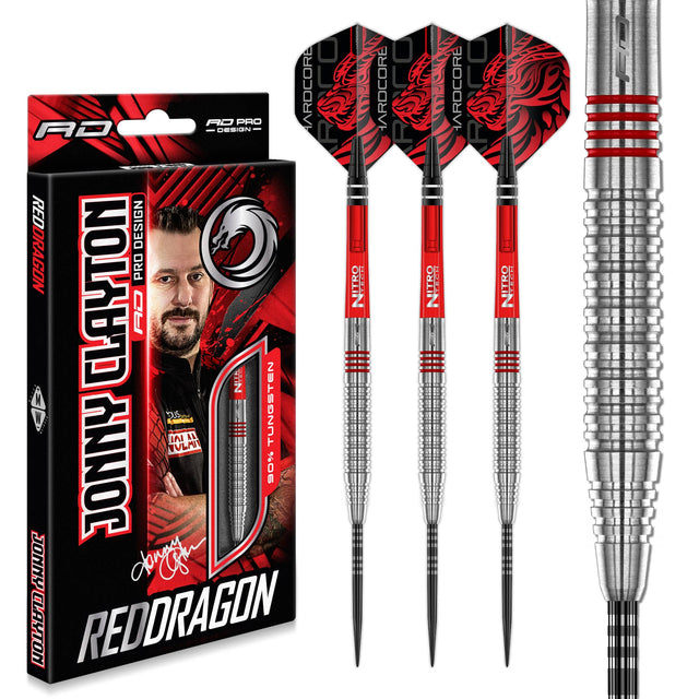 Red Dragon Jonny Clayton Darts - Steel Tip - 90% Tungsten - Original