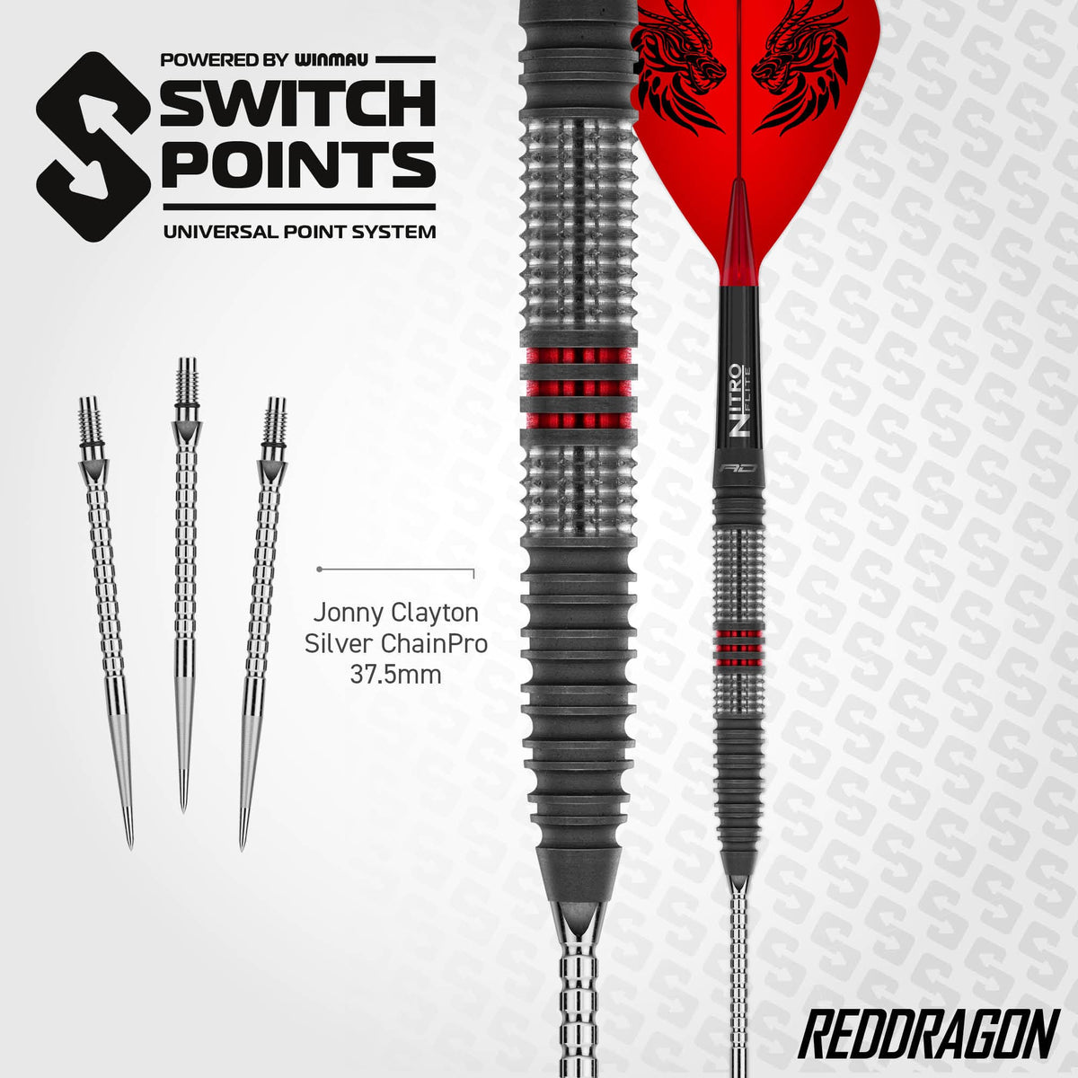Red Dragon Jonny Clayton Switch Darts - Steel Tip - 90% Tungsten - Hiraeth