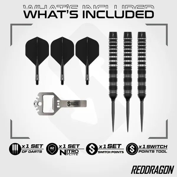 Red Dragon Sable Darts - Steel Tip - 90% Tungsten - Parallel