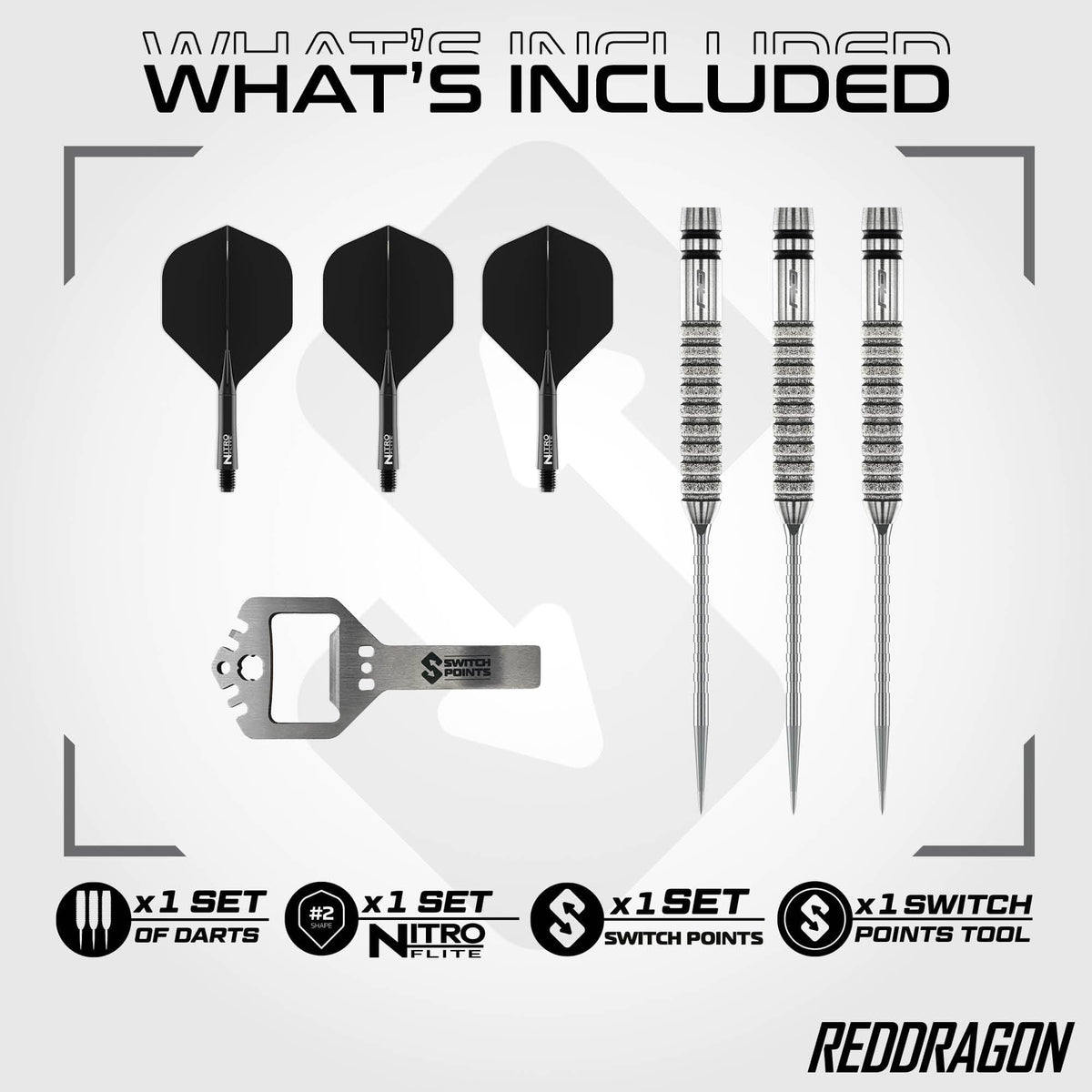 Red Dragon Gian van Veen Switch Darts - Steel Tip - 90% Tungsten - Diamond