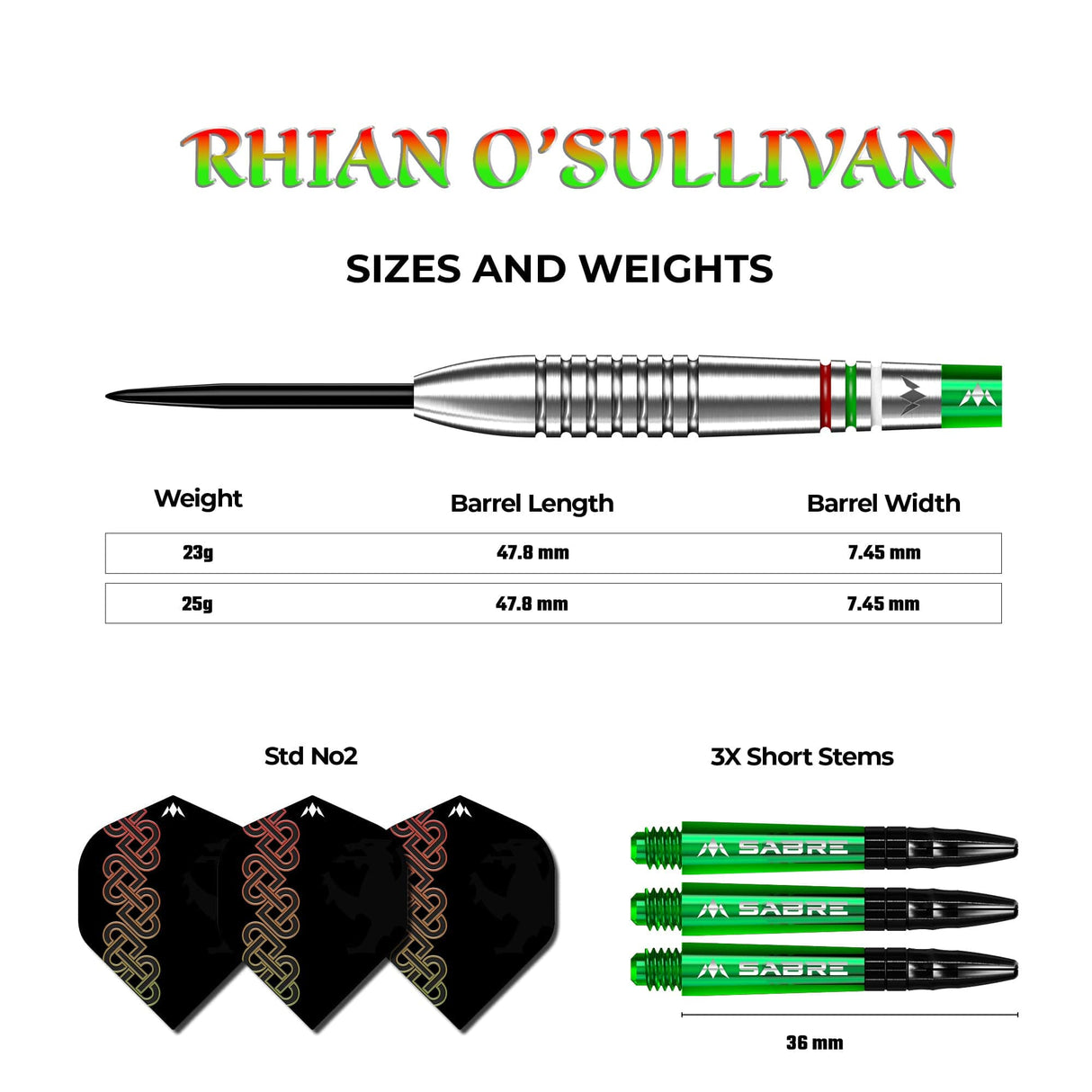 *Mission Rhian O Sullivan Darts - Steel Tip - Ringed