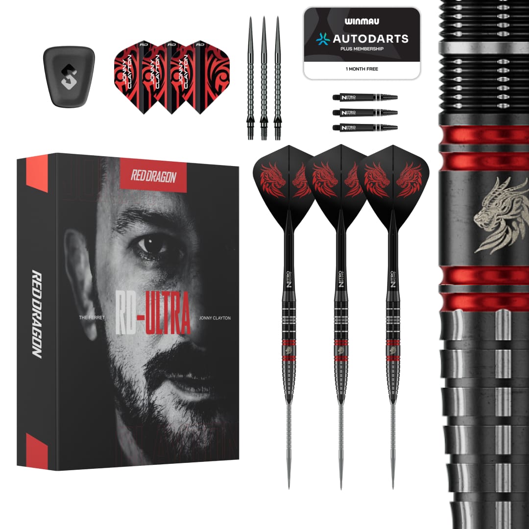 Red Dragon Jonny Clayton Darts - Steel Tip - 90% Tungsten - Ultra 22g