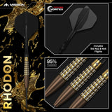 Mission Rhodon Darts - Steel Tip - 95% Tungsten - Bronze & Gold PVD