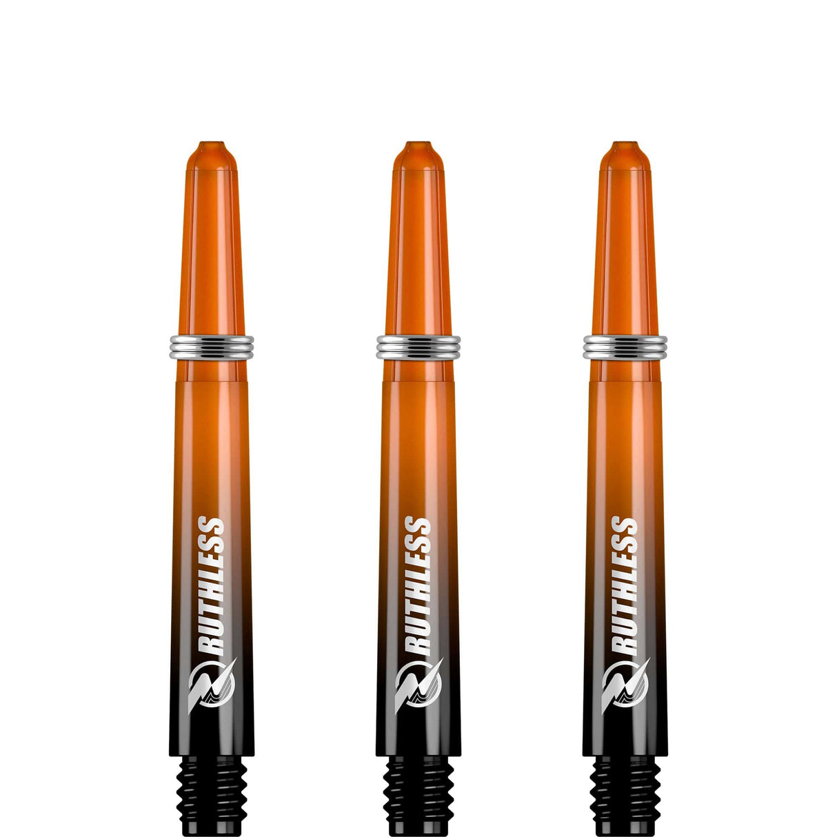 Ruthless Deflectagrip Plus Dart Shafts - Polycarbonate Stems with Springs - Orange Tweenie