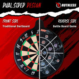 Ruthless Battle Board - Family Dartboard Game inc. 2 sets of darts - Two Sided - Magnetic & Paper