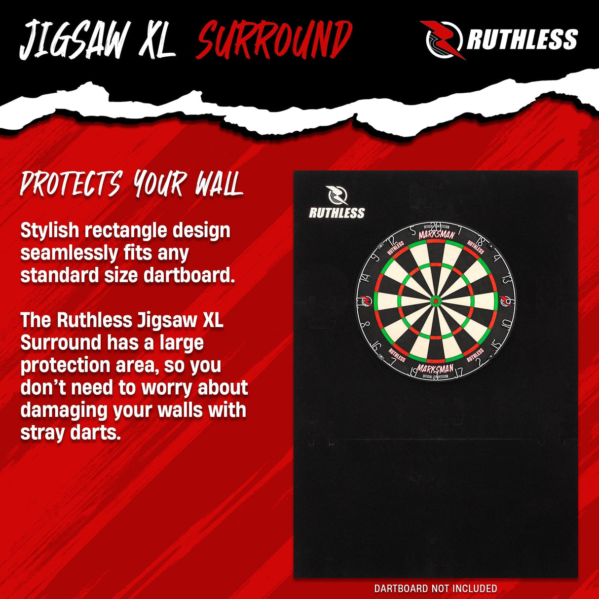 Ruthless XL Jigsaw Surround - EVA Dartboard Surround - Black