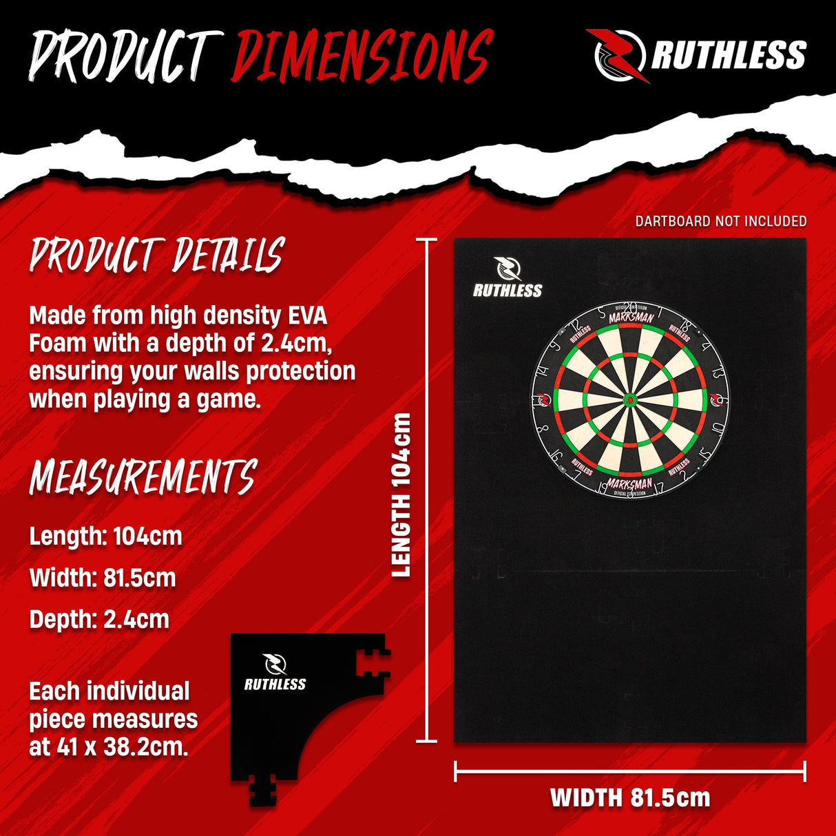 Ruthless XL Jigsaw Surround - EVA Dartboard Surround - Black