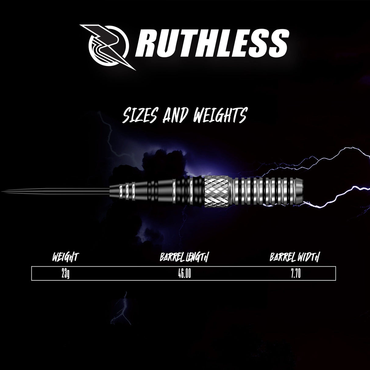 Ruthless Thunderstorm Darts - Steel Tip - 90% Tungsten 23g