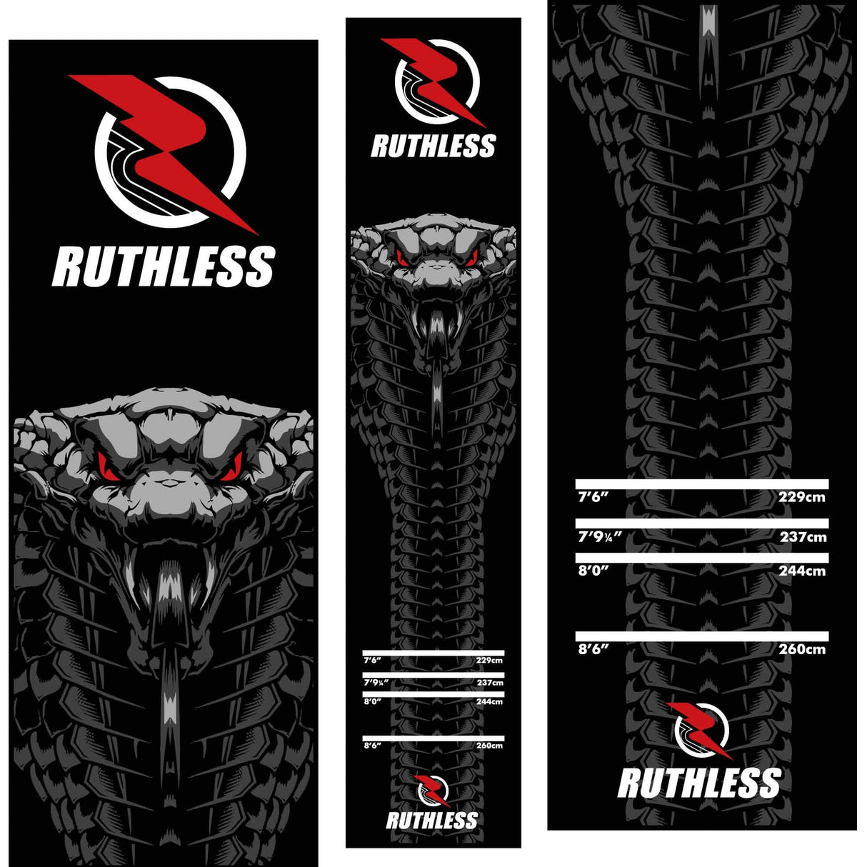 Ruthless Cobra Dart Mat - Carpet Mat - 290 cm x 60cm - Black & Grey