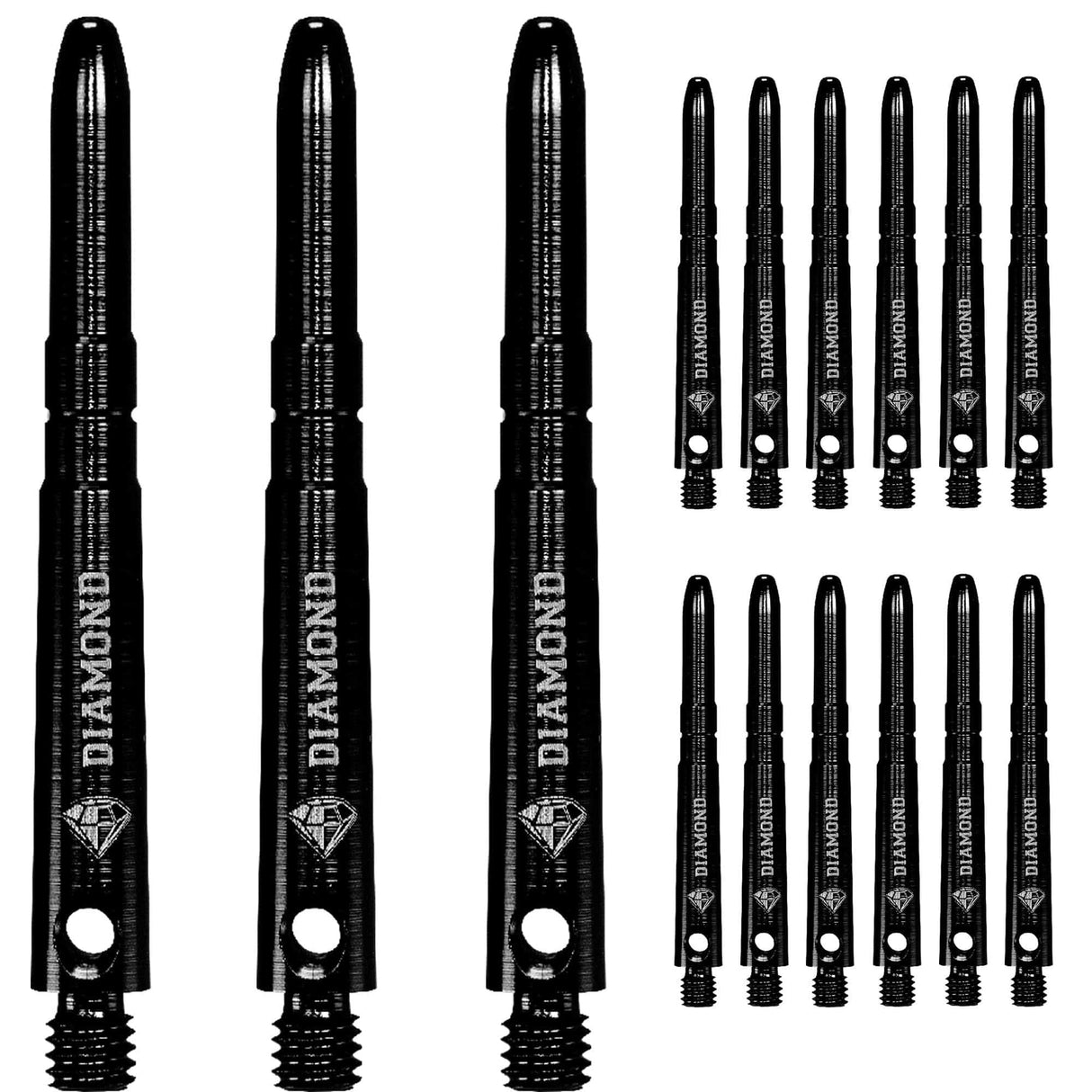 Cuesoul - Aluminium Dart Shafts - Diamond - Value Pack - 4 sets - Black