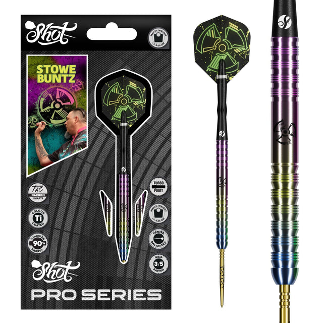 Shot Pro Series TP Darts - Steel Tip - 90% Tungsten - Stowe Buntz 3.0 23g