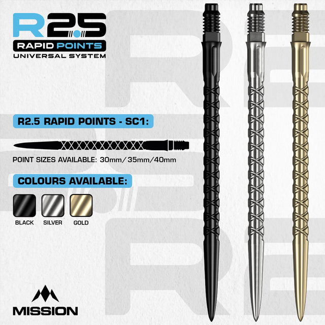 Mission R2.5 Rapid Dart Points - Steel Tip - SC1