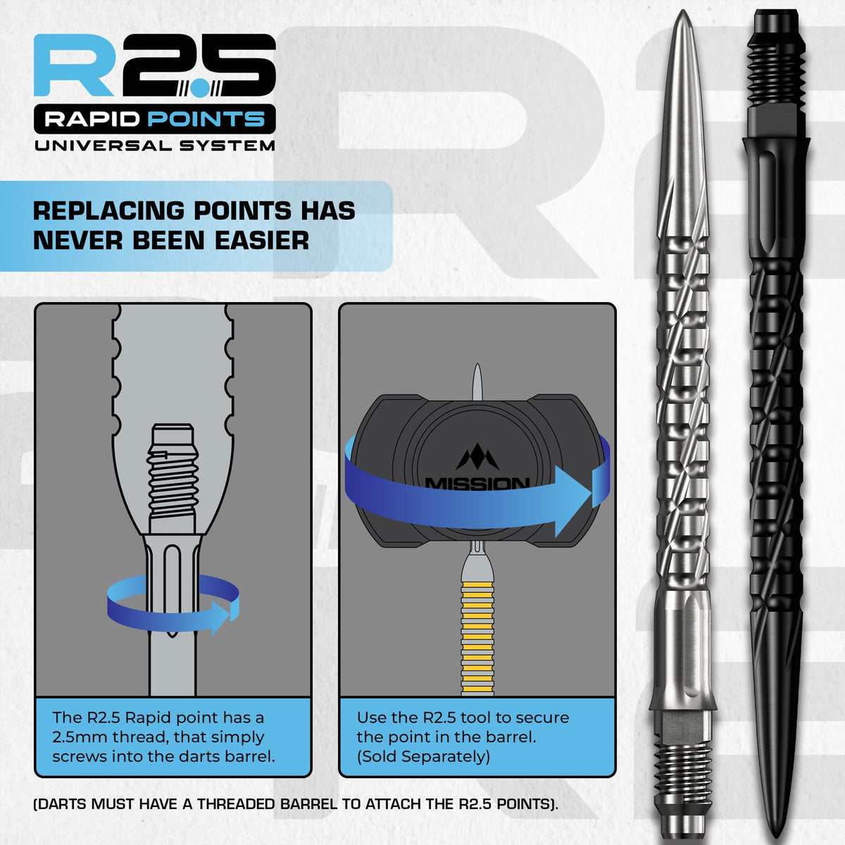 Mission R2.5 Rapid Dart Points - Steel Tip - SG2