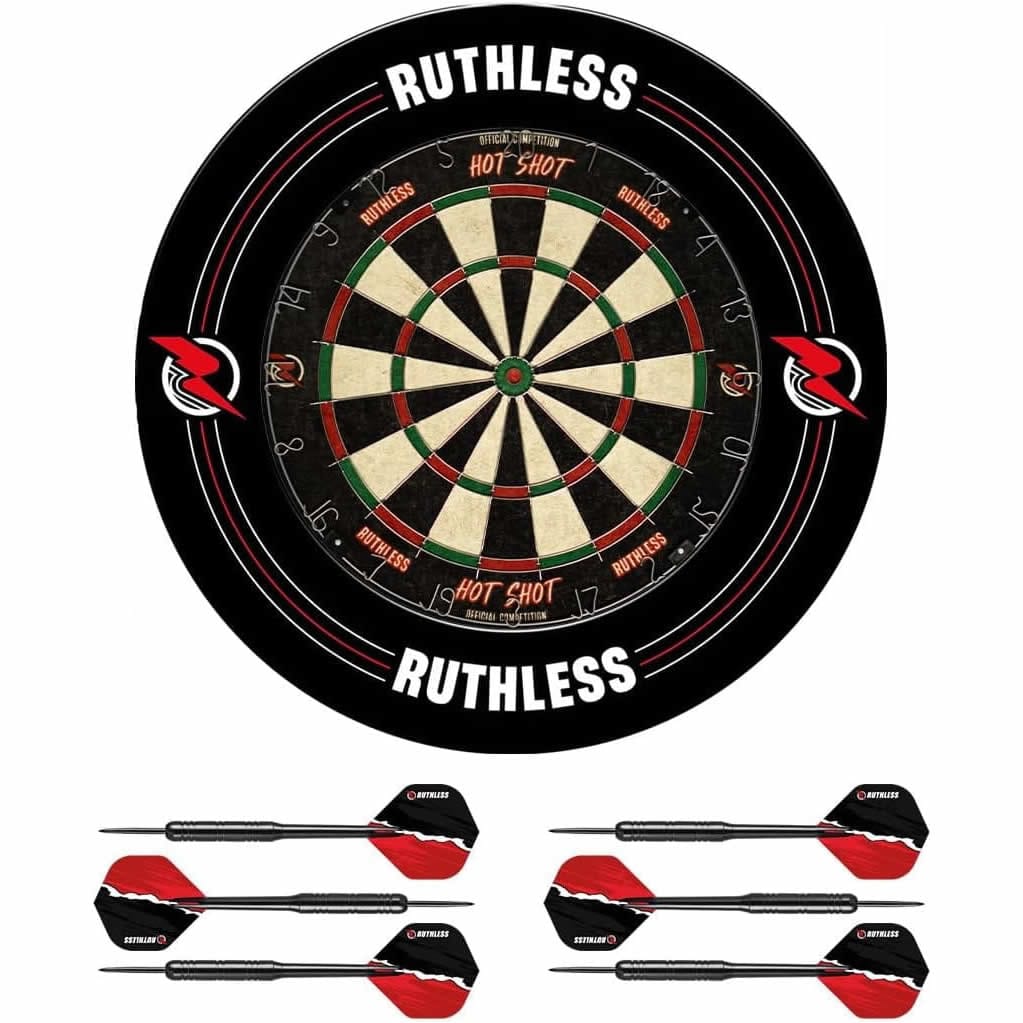 Ruthless Home Darts Centre - Surround & Hotshot Dartboard - 2 sets of darts