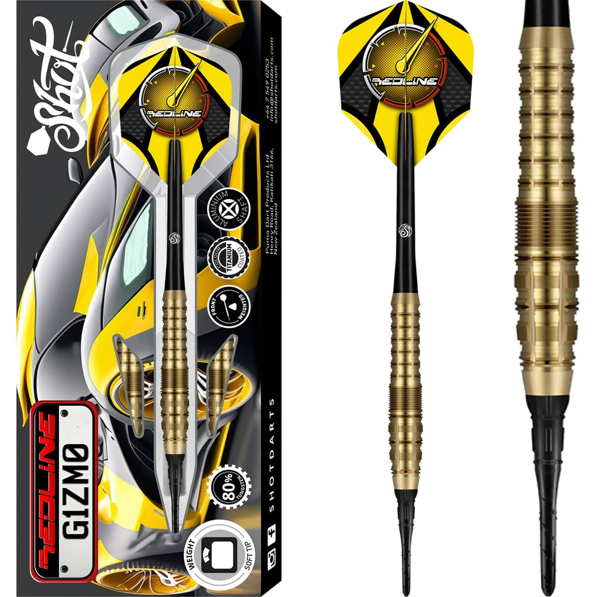 Shot Redline Darts - Soft Tip - 80% Tungsten - G1ZM0 - 20g