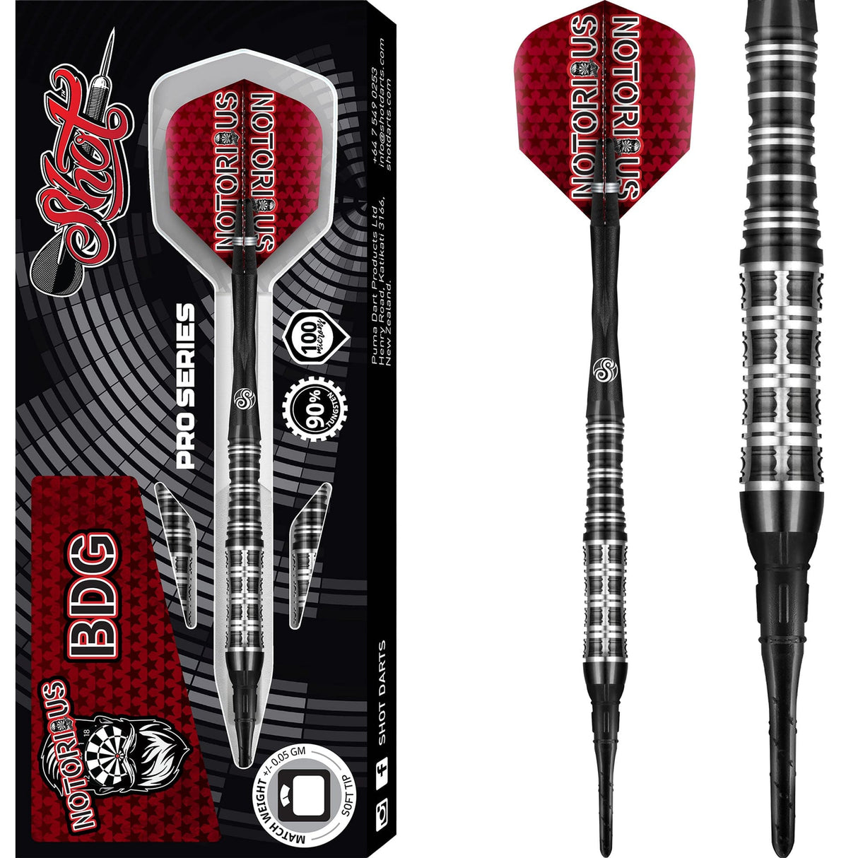 *Shot Pro Series Darts - Soft Tip Tungsten - Jason Watt - Notorious BDG 18g