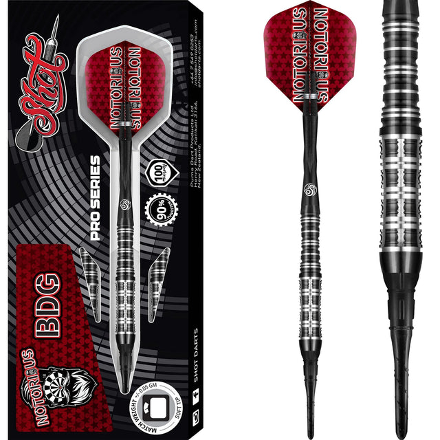 *Shot Pro Series Darts - Soft Tip Tungsten - Jason Watt - Notorious BDG 18g